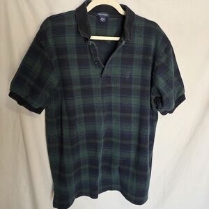Nautica Men's Green Plaid Polo Short Sleeve Shirt Size XL 100% Cotton
